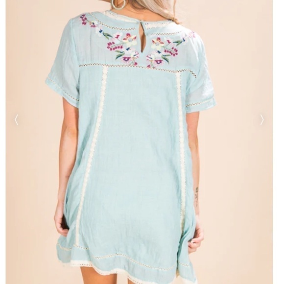 Umgee Meet Me in Paradise Blue Shift Dress Size Medium - Picture 4 of 8